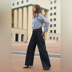 Zara, Striped shirt with gold metallic thread, xtra small